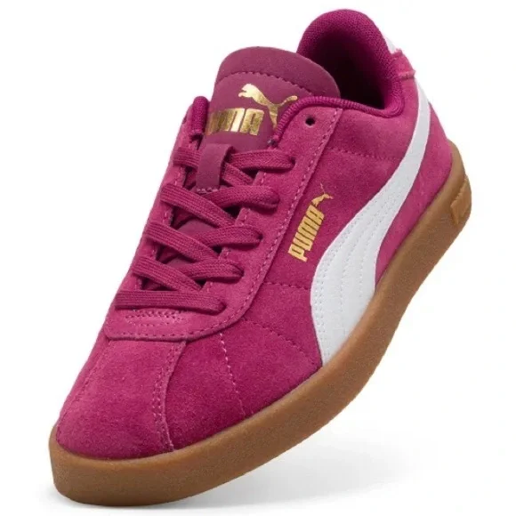 Puma Club II Trainers Sneakers Women’s Size 10 Berry/White/Gold NEW! - Picture 5 of 15